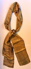 Silk scarf hand painted and dyed, charmeuse, sumi-e gold, black picture