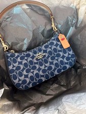 NWT Coach CAF82 Teri Shoulder Bag Signature Denim Natural Blue brand new picture