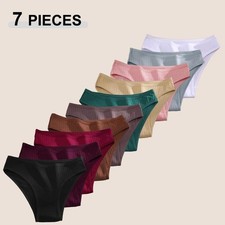 7pcs Women's Seamless Cotton Panties Ladies Low Rise Stripe Underwear Elastic picture