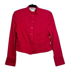 Carlisle Pink Cotton Textured Mock Neck Cropped Blazer Jacket Womens Size 8 picture