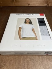 Banana Republic Women's 3-Pack Classic Crew T-Shirt White/Black/Gray Size Medium picture