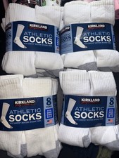 Kirkland Signature Men’s Athletic Sock 8 Pair White Color - Made in USA - NEW picture