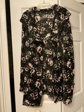 Double Plush Velour Hooded Floral Print Lightweight Jacket By Cuddle Duds Size S picture