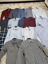 Lot of 16 Mens Dress Shirts Size Small Banana Republic J Crew Kenneth Cole Plaid picture