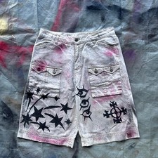 Reworked Vintage Billabong Jorts Custom Spray Painted Grey Womens 10 Y2K picture