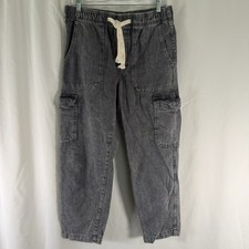 Gap Denim Easy Jean Women's Small Grey Cargo 100% Cotton Drawstring Pull On picture