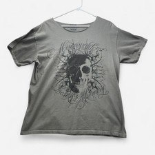 Social Collision Mens Skull Graphic Tee Gray Memory of the Lost Punk Shirt M picture