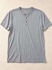 Banana Republic Premium Wash Henley Men’s Medium Gray Short Sleeve 3 Button picture