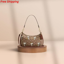 COACH x Peanuts Teri Shoulder Bag CBJ88 Tan Brown Signature Canvas Snoopy picture