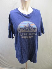 Patagonia Size M Mens Blue Print 100% Organic Cotton Activewear TShirt 118 picture