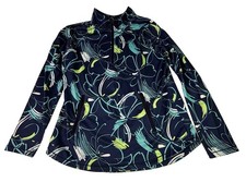T by Talbots Half Zip Pullover Sweatshirt MP Medium Petite Blue Ombre Floral picture