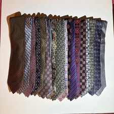 Giant Lot of 19 Brioni Ties Geometric Silk Paisley Striped Knit Blue Purple Gray picture
