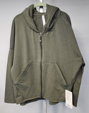 lululemon 2014 Hold Your Om Hoodie Full Zip Green French Terry NWT Womens 12 picture