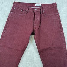Gustin Mens 35 (Actual 34x25) Burgundy Raw Selvedge Slim Fit Denim Jeans picture