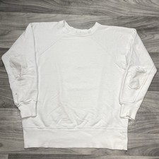 Vintage 1960s Pennys Repaired Sweatshirt Mens M White Distressed Crewneck USA picture