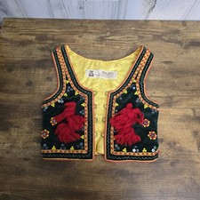 Vintage Eastern European Polish Corset Beaded Vest green Velvet beaded Sequins picture