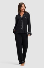 New Cozy Earth Pajama Set Women’s XXL Stretch Knit Bamboo Long Sleeve Black 2XL picture