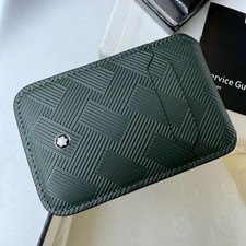 NEW MONT BLANC FOLDING 3CC Black Leather Card Holder Slim Wallet Pouch NIB picture
