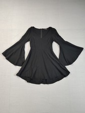 Express Womens Mini Dress 0 Black V Neck Bell Sleeve A Line Fit & Flared Casual picture