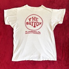 Ft Lauderdale Devils Triangle THE BUTTON Vintage 1980s Distressed Grunge Tshirt picture