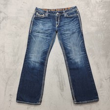 Rock Revival Jeans Womens 36 Blue Mid Rise Darcy Easy Boot Bootcut Stretch Denim picture