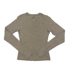 Skims Cotton Rib Long Sleeve T-Shirt, Medium, Grey, Slim Fit Crew Neck, MSRP $54 picture