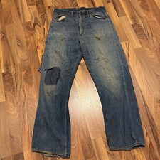 Vintage 50s Selvage Denim Carpenter Pants White Line Selvedge Talon Zip USA⁠ picture