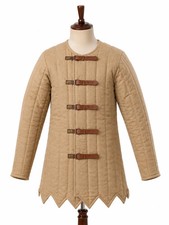 Handmade Medieval Gambeson Jacket Padded Armor LARP Reenactment Beige Coat picture