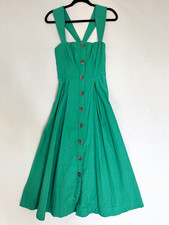 Maeve by Anthropologie Green Square Neck Button Front Midi Dress Pockets 4 picture