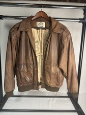 Vintage G-III Global Identity Leather Bomber Jacket Mens Medium Brown picture