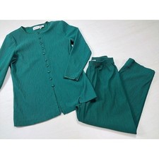 Kathie Lee Vintage Emerald Green Plisse 2 Piece Set  Medium picture