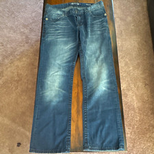 Seven7 Men's Blue Denim Jeans Solid Cotton Regular Fit 32x30 Casual picture