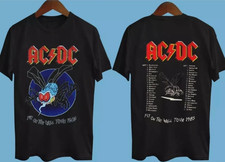 AC DC Fly On The Wall Tour 1985 Shirt Vintage Hard Rock Band Black Tee picture