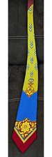 BEAUTIFUL V2 by Versace Polka Dot Yellow/Blue/Red Woven Logo Pattern Silk Tie❤️ picture