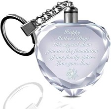 HAPPY MOTHERS DAY GIFTS FROM SON, DAUGHTER REAL 3D ILLUMINATING CRYSTAL KEYCHAIN picture