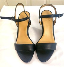 Naturalizer Black Leather Wedge Sandals Buckle Sz 7.5 M picture