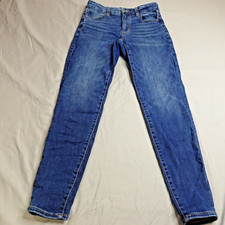 American Eagle Womens Jeans Size 4 Blue Stretch Mid Rise Straight Leg Denim picture