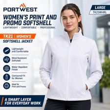 Portwest TK21 Women's Promo Softshell Jacket White Large TK21WHRL picture
