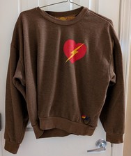 Aviator Nation BOLT HEART RELAXED CREW SWEATSHIRT BROWN/CHOCOLATE Size Small picture