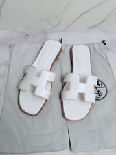 Hermes Oran Slip-On Sandals Women Size EU 39/US 9 White picture