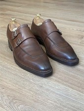 Santoni Fatte a Mano Double Monk Split Toe Brown Leather Shoes UK 9.5 EU 45 picture