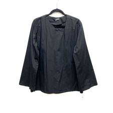Marcellamoda New York Womens Black Asymmetric V-Neck Flutter Sleeve Blouse L picture