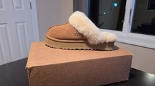 UGG Disquette Suede Shearling Lined Slip-On Slippers Brown Women’s US 8 picture