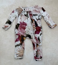 POSH PEANUT Floral Ruffle Romper Sleeper Size 0-3 Months picture