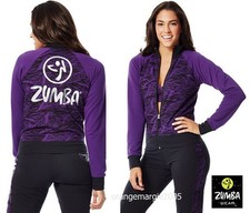  ZUMBA FITNESS Funky Cardigan Jacket Super Soft Silver Foil Bling *EliteZWear S picture