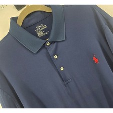 Polo Ralph Lauren Performance Polo Shirt Mens XXL Navy Blue Classic Fit Stretch picture