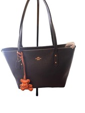 Coach Crossgrain Leather City Zip Tote Handbag Midnight Blue picture