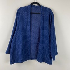 J Jill Pure Jill Indigo Cardigan Large Kimono Lagenlook Cotton Jacket Pockets picture