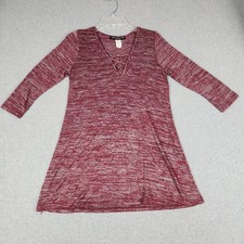 Absolute Angel Tunic Top Women Large Burgundy Space Dye Stretch Criss Cross Neck picture