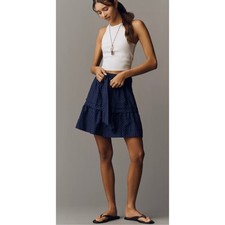 Anthropologie Somerset Navy Swiss Dot Mini Skirt XL NWT Cottagecore Coquette picture